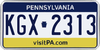 PA license plate KGX2313