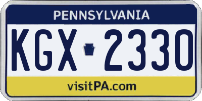 PA license plate KGX2330