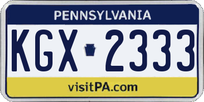 PA license plate KGX2333