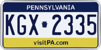PA license plate KGX2335