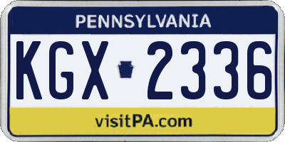 PA license plate KGX2336