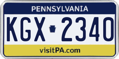 PA license plate KGX2340