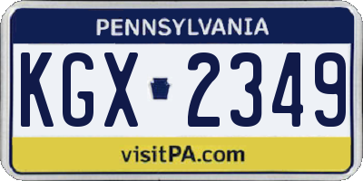 PA license plate KGX2349
