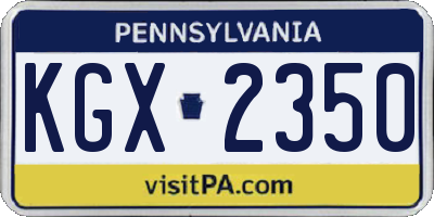 PA license plate KGX2350
