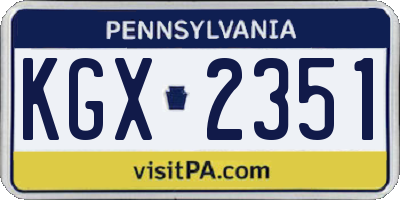 PA license plate KGX2351