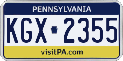 PA license plate KGX2355