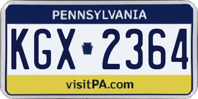 PA license plate KGX2364