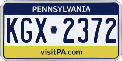 PA license plate KGX2372