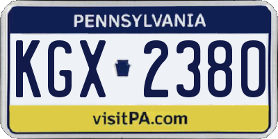 PA license plate KGX2380