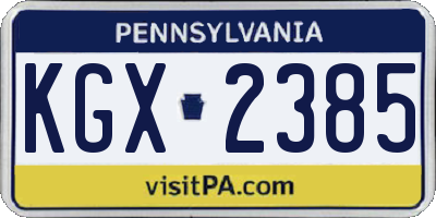 PA license plate KGX2385