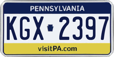 PA license plate KGX2397