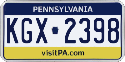 PA license plate KGX2398