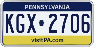 PA license plate KGX2706
