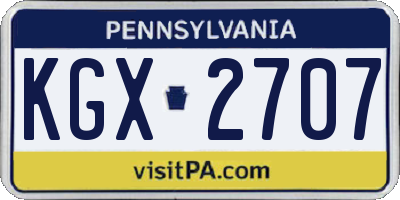 PA license plate KGX2707