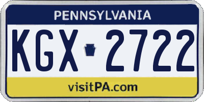 PA license plate KGX2722
