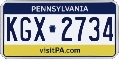 PA license plate KGX2734