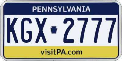 PA license plate KGX2777
