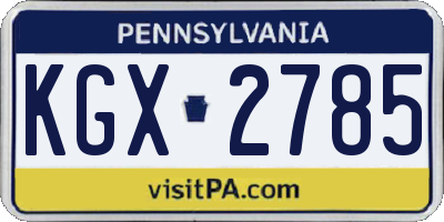 PA license plate KGX2785