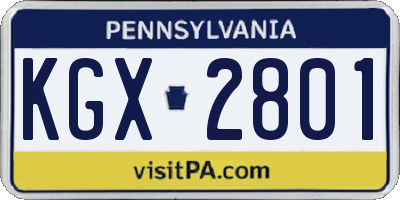 PA license plate KGX2801
