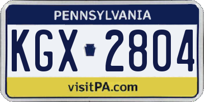 PA license plate KGX2804