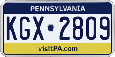 PA license plate KGX2809