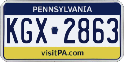 PA license plate KGX2863