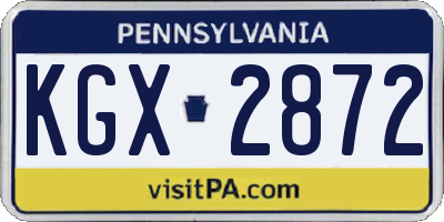 PA license plate KGX2872
