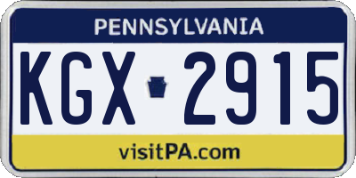 PA license plate KGX2915