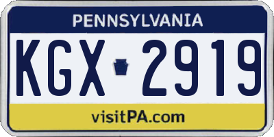 PA license plate KGX2919