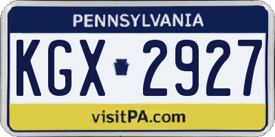 PA license plate KGX2927