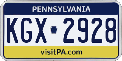 PA license plate KGX2928