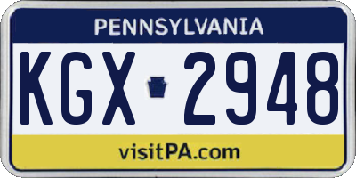 PA license plate KGX2948