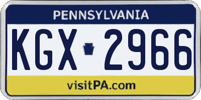 PA license plate KGX2966