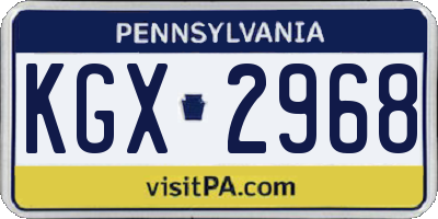 PA license plate KGX2968