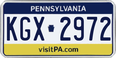 PA license plate KGX2972