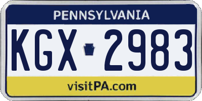 PA license plate KGX2983