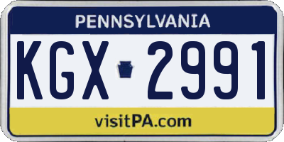 PA license plate KGX2991