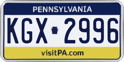 PA license plate KGX2996