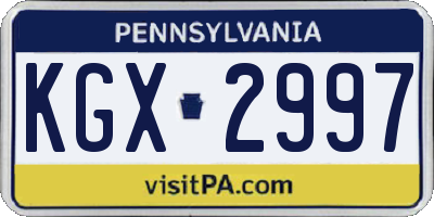 PA license plate KGX2997