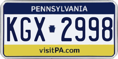 PA license plate KGX2998
