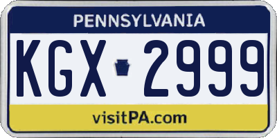 PA license plate KGX2999