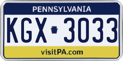 PA license plate KGX3033