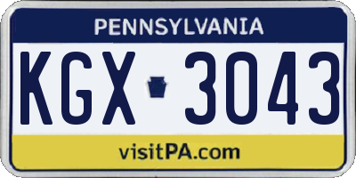 PA license plate KGX3043