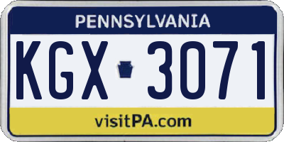 PA license plate KGX3071