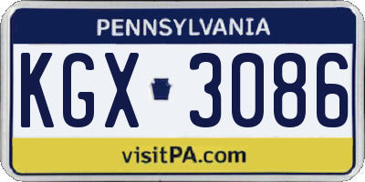 PA license plate KGX3086