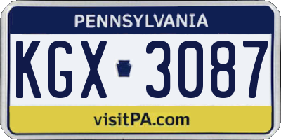 PA license plate KGX3087