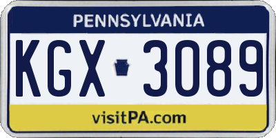 PA license plate KGX3089