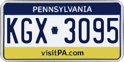 PA license plate KGX3095