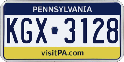 PA license plate KGX3128