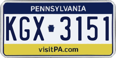 PA license plate KGX3151